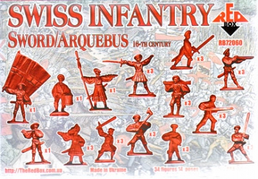 Schweizer Infanterie, Schwert und Arquebusen, 16. Jahrhundert, 1:72