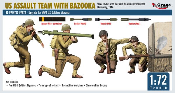 US-Sturmtrupp mit Panzerfaust M1A1 Raketenwerfer Normandie, 1944 in 1:72