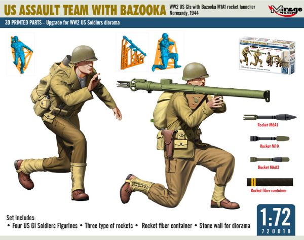US-Sturmtrupp mit Panzerfaust M1A1 Raketenwerfer Normandie, 1944 in 1:72