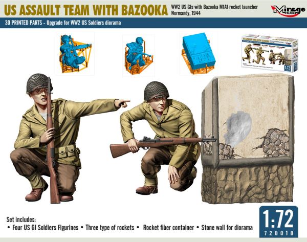 US-Sturmtrupp mit Panzerfaust M1A1 Raketenwerfer Normandie, 1944 in 1:72