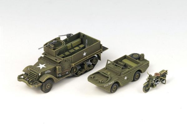M3 Half Track +  Amphibischer Jeep + Motorrad(1:72)