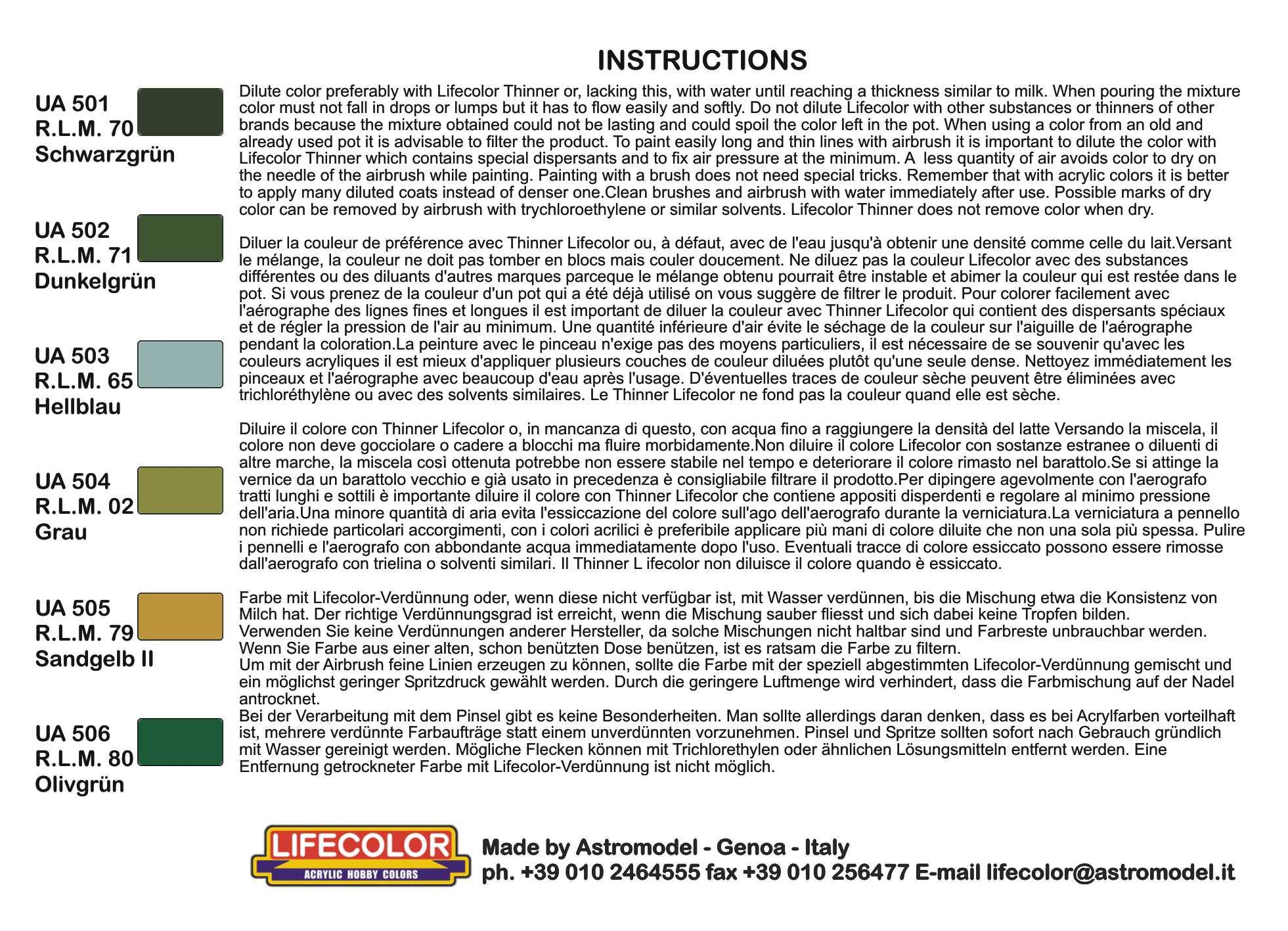 Camouflage Set "Deutsche Luftwaffe 2. Weltkrieg" Set 1