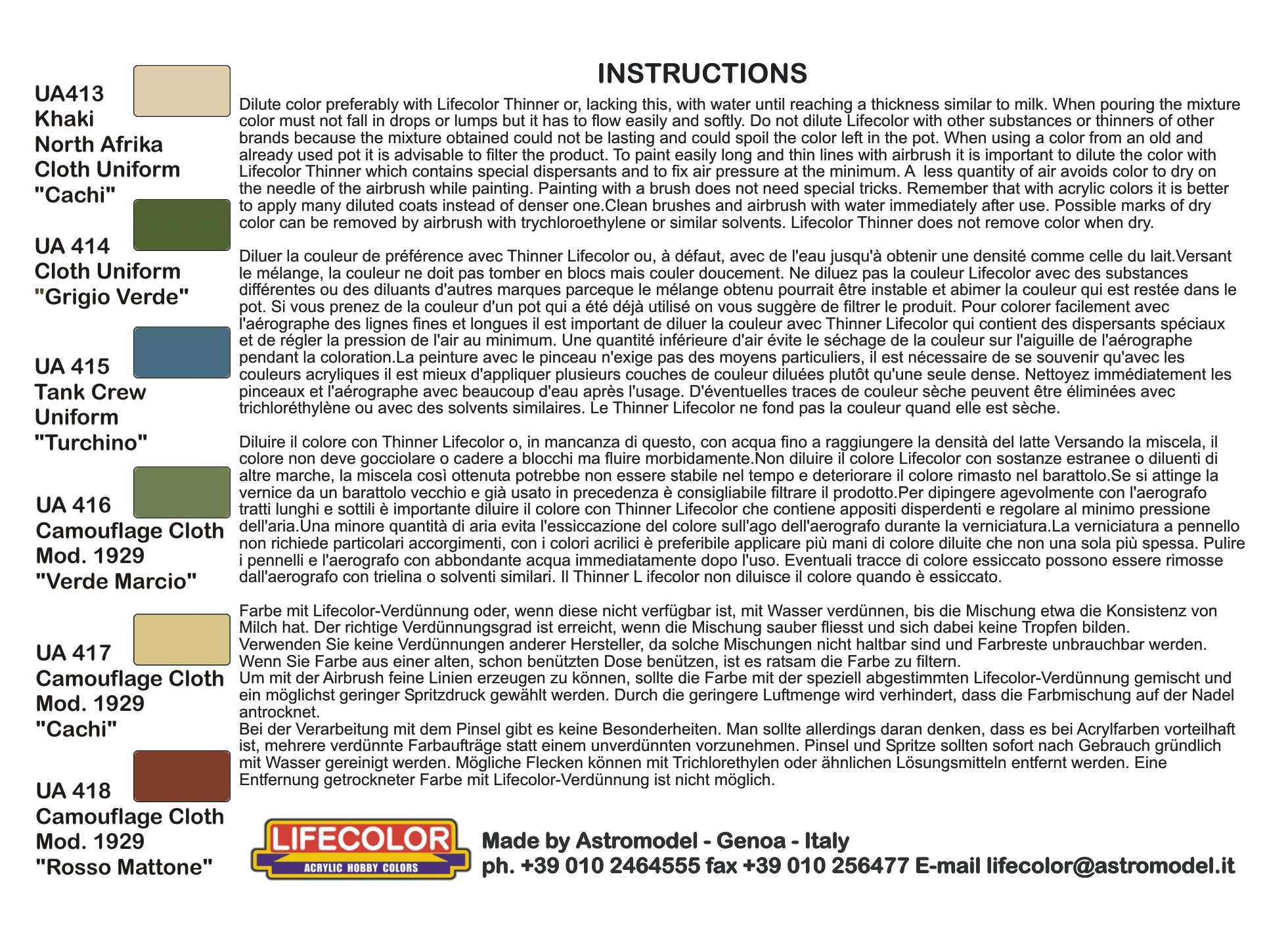 Colour Set "Italian Uniforms, Desert"