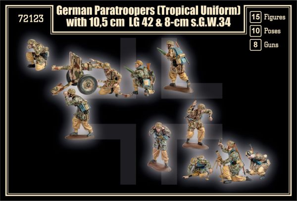 German Paratroopers(tropical uniform) m. 10,5cm LG42 & 8cm s.G.W.34, 1:72