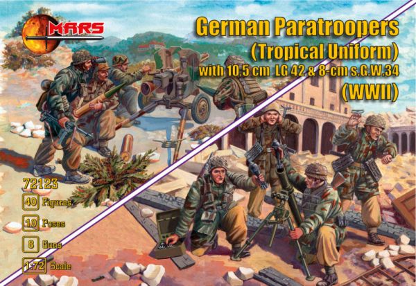 German Paratroopers(tropical uniform) m. 10,5cm LG42 & 8cm s.G.W.34, 1:72