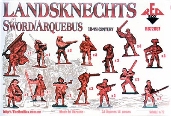 Landsknecht Infanterie, Schwert und Arquebusen, 16. Jahrhundert, 1:72