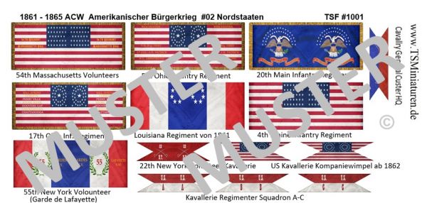 Amerikanischer Bürgerkrieg / ACW 02, Nordstaaten / Union, Fahnen 1:72