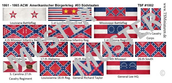 Amerikanischer Bürgerkrieg / ACW 03, Konföderierte / Südstaaten, Fahnen 1:72