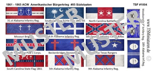 Amerikanischer Bürgerkrieg / ACW 05, Konföderierte / Südstaaten, Fahnen 1:72