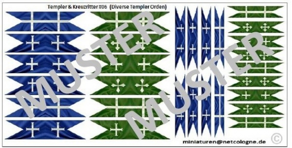 Ordensritter & Kreuzfahrer 06, Blaue und grüne Fahnen mit weißen Kreuzen, 1:72
