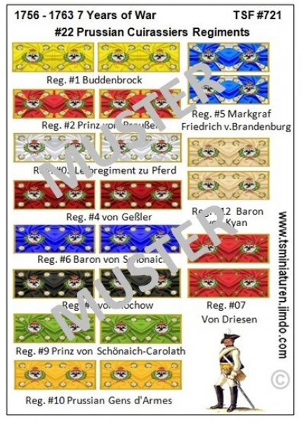 Preußen, Kavallerieregimenter, 7jähriger Krieg 1756-63 22, Fahnen 1:72