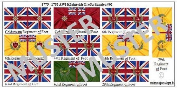 AWI Amerikanischer Unabhängigkeitskrieg 1775 - 1783 02, Britische Infanterie, Fahnen 1:72