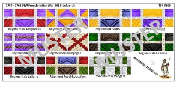 1754 - 1763 French Indian War 01 Frankreich, Fahnen 1:72