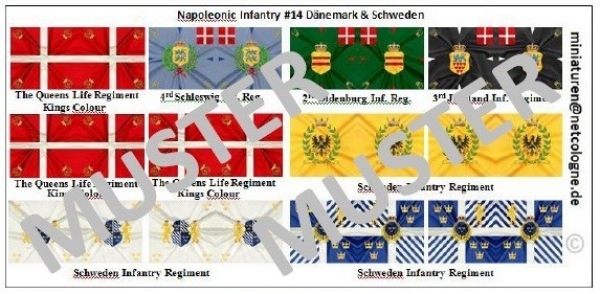 Dänemark & Schweden / Napoleonische Infanterie 14, Fahnen 1:72