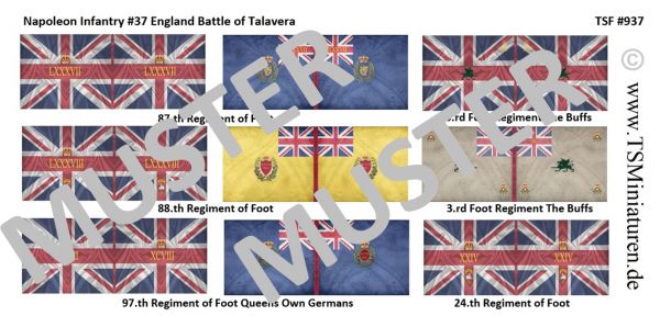 Napoleonische Infanterie 37, England, Schlacht von Talavera, Fahnen 1:72