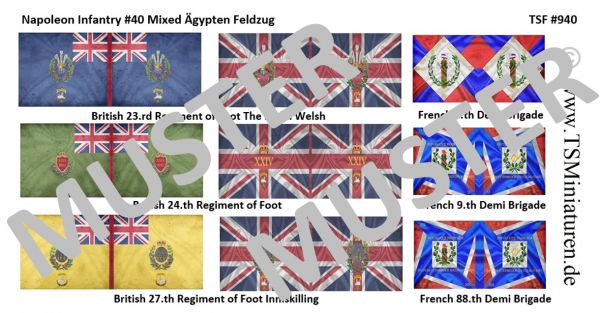Ägypten Feldzug, Mix / Napoleonische Infanterie 40, Fahnen 1:72